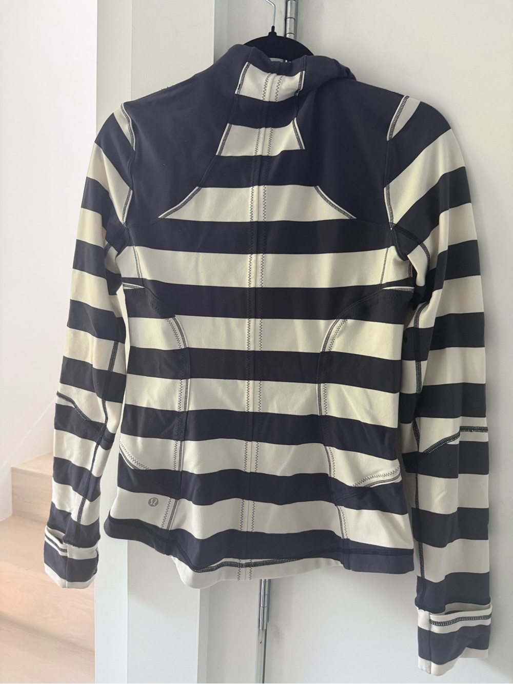 lululemon athletica navy and white striped zip-front jacket - Picture 2 of 4